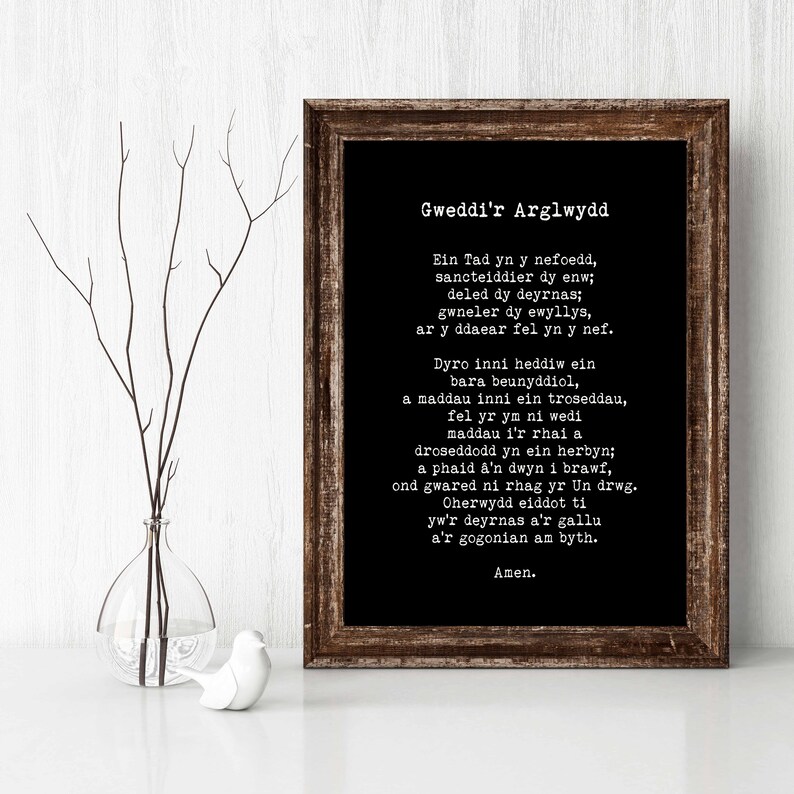 Welsh LORD's Prayer Unframed Quote Print in Black & White Etsy