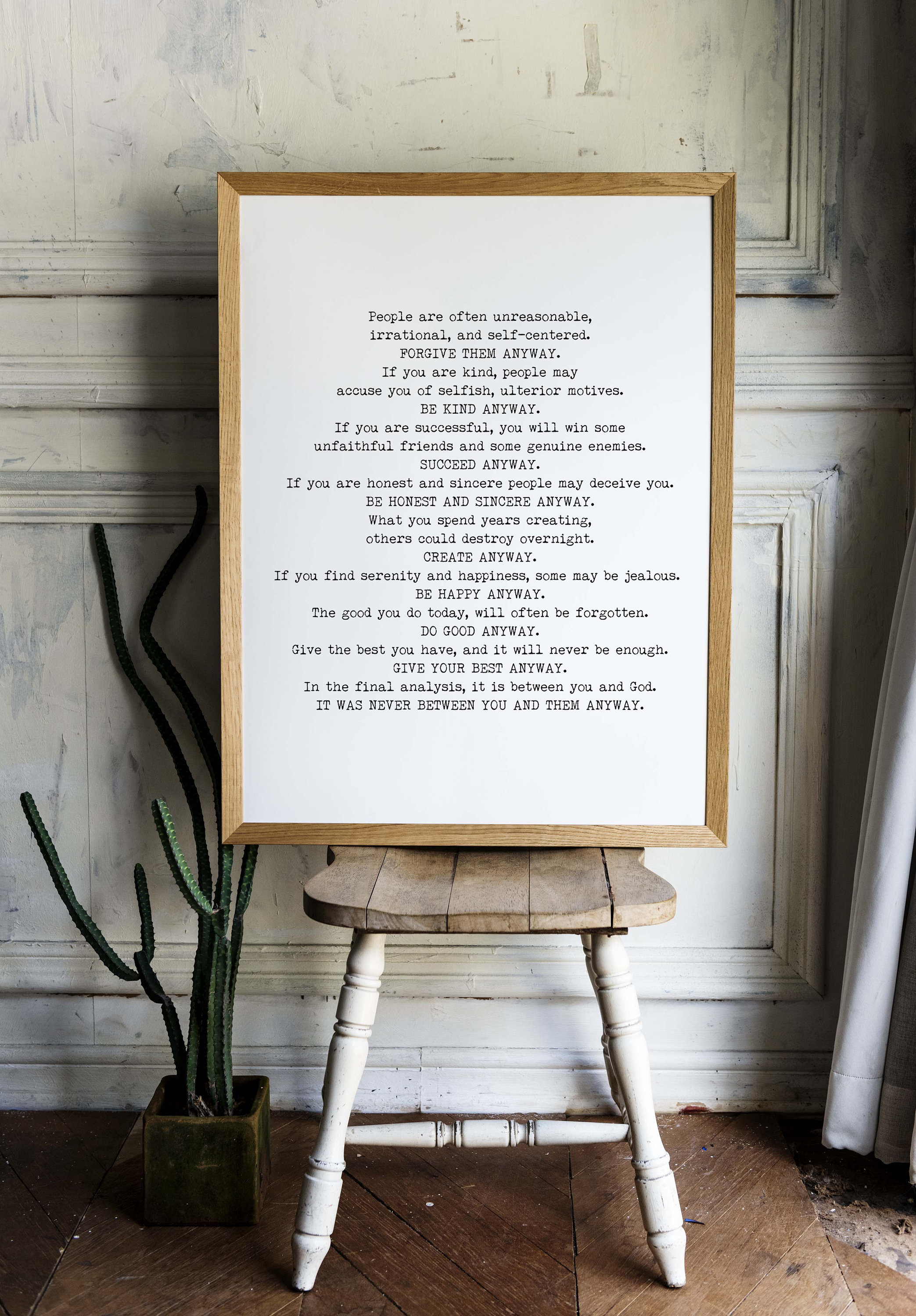 Do It Anyway Prayer Black White Wall Art Print Mother Etsy