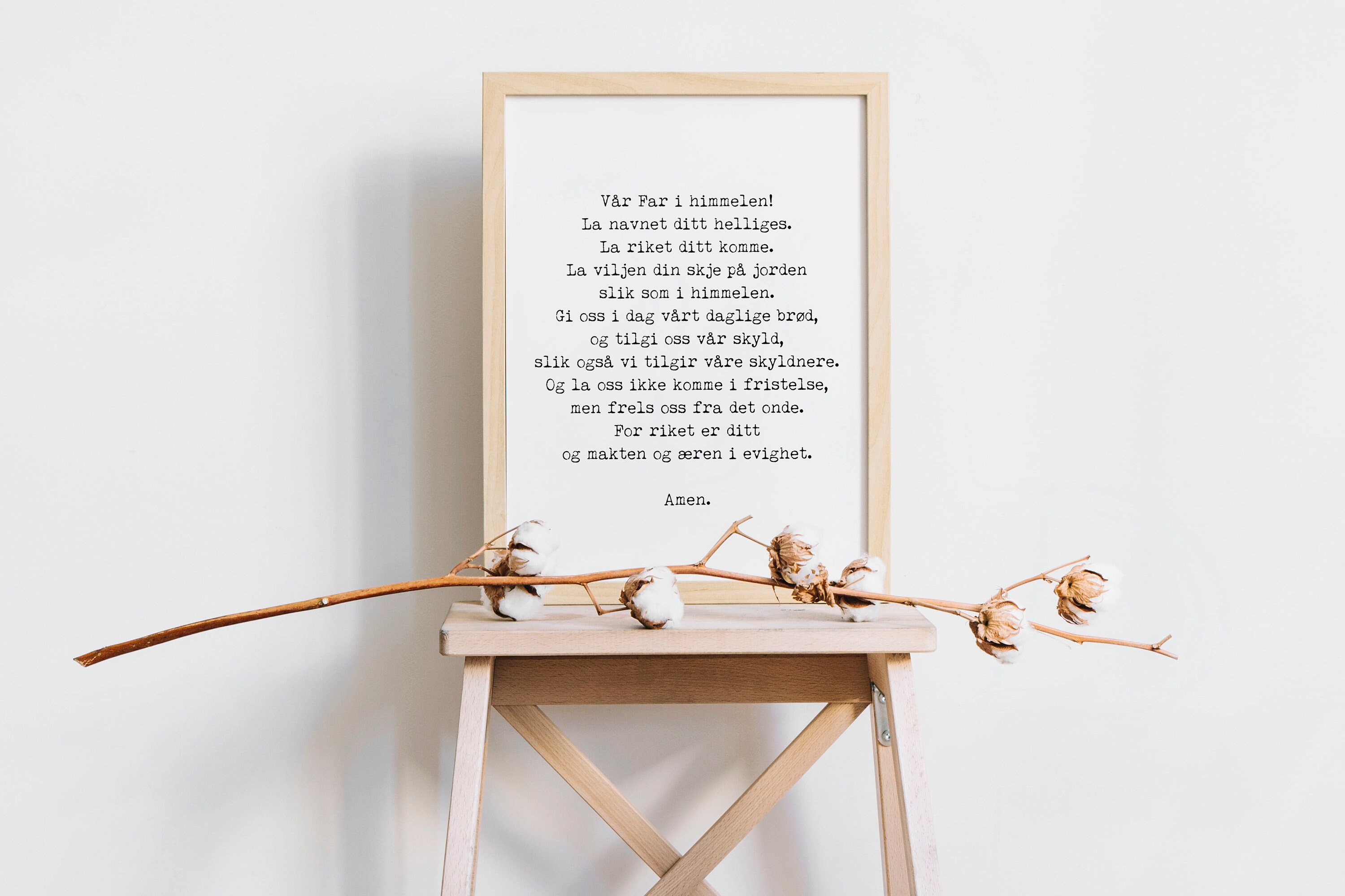 Norwegian Lord's Prayer Unframed Quote Print in Black & Etsy Australia