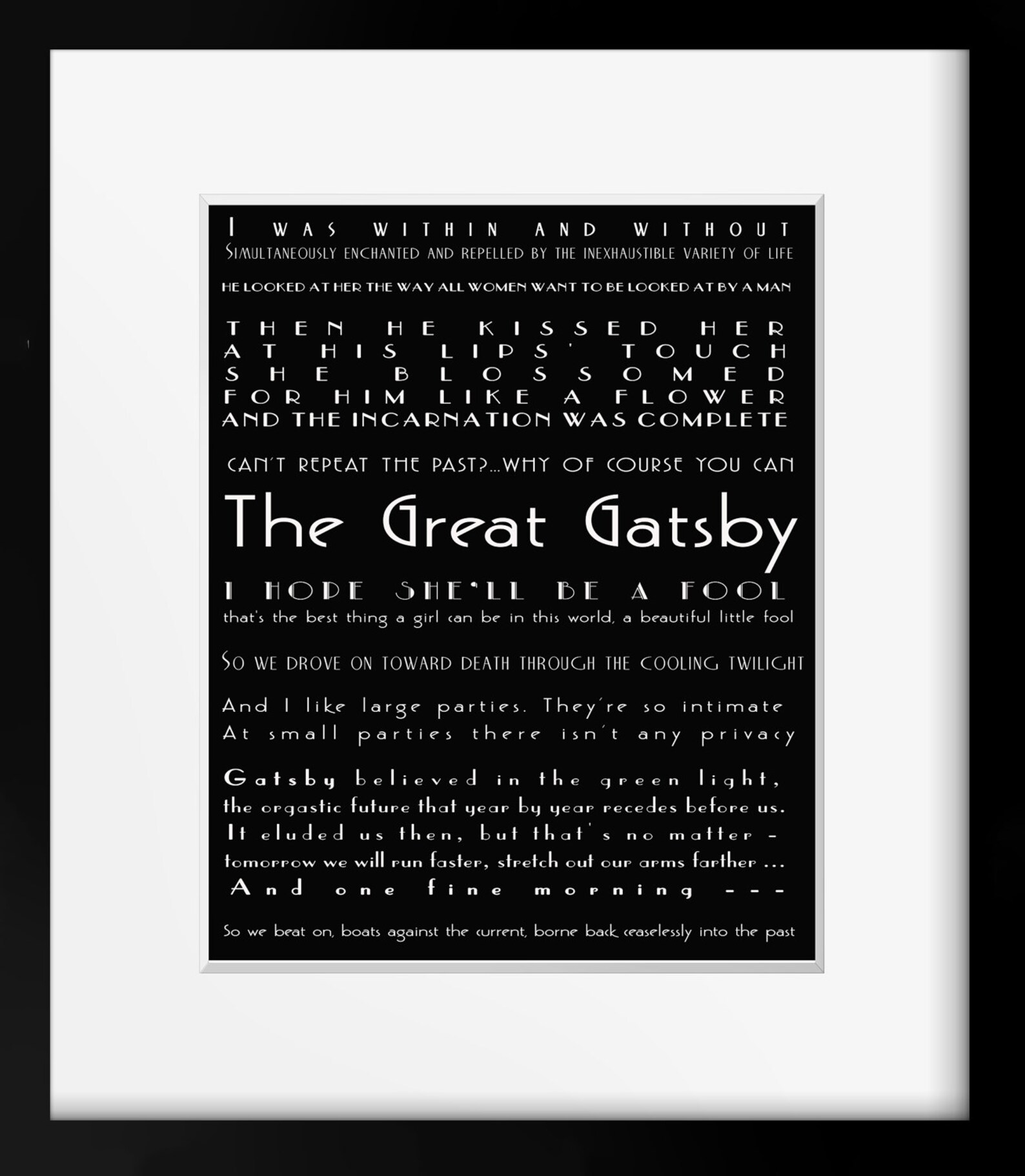 The Great Gatsby Quote Print Literary Art Poster F Scott Etsy UK