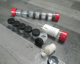 BDH Storage Tube with Caps Contains 7 Mini Vials - 3 w/Magnetic Lid for Fly Tying Material Storage, Beads, Dubbing, Hooks, Craft Supplies