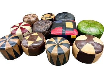 Vintage patchwork pouffe / footstool / stool