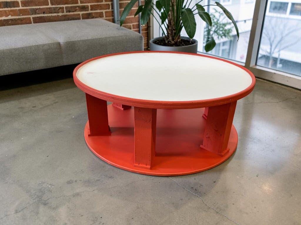 Table Basse Ronde Vintage Xl En Bois Orange