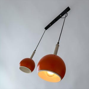 Vintage orange eyeball chandelier / pendant lamp with 2 light points