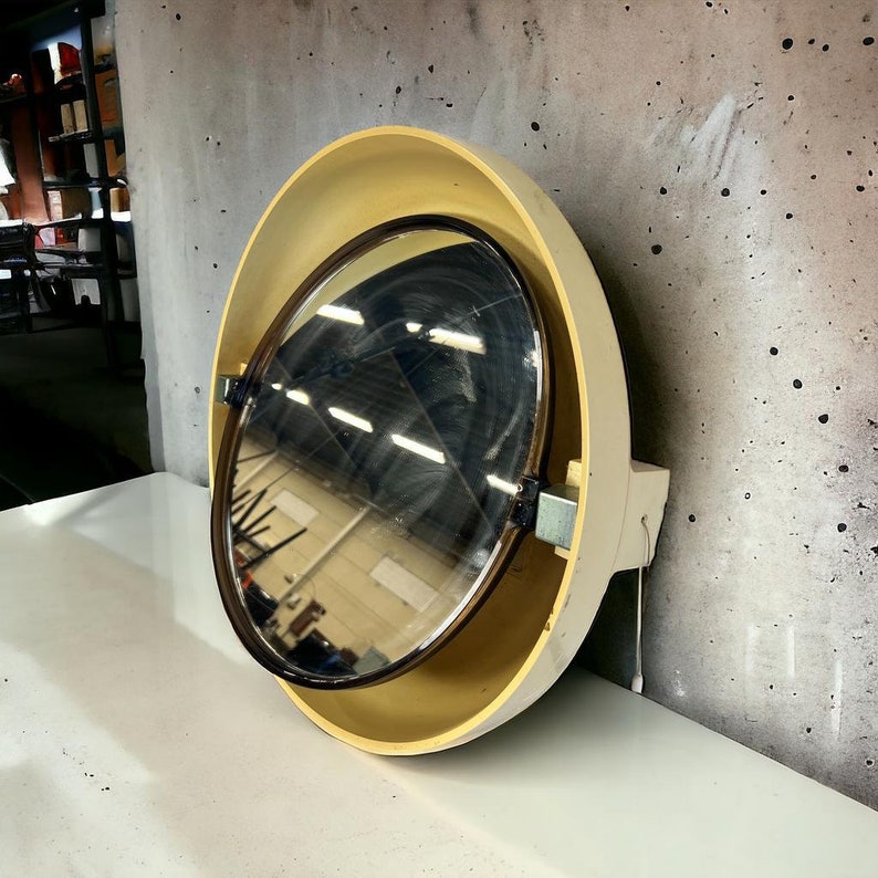 Vintage round ALLIBERT mirror with lighting image 1