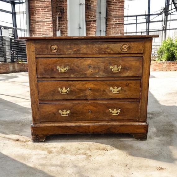 Vintage Wooden Chest of Drawers / Dresser With 'gold' Handles - Etsy Canada
