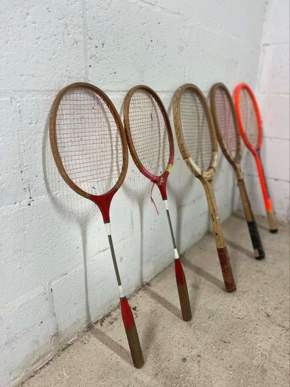 Raquette de badminton/tennis en bois vintage - France