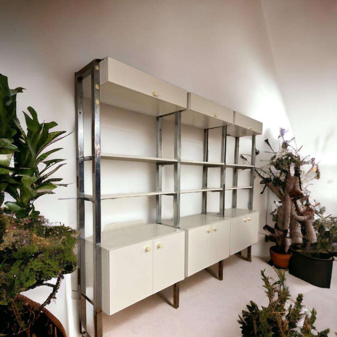 Vintage Wall Unit / Wall System / Wall Unit Chrome & White Etsy