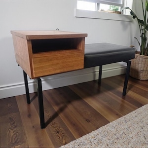 vintage wooden bench / telephone bench / side table