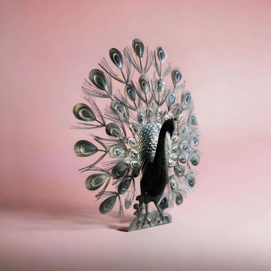 Vintage Metal Peacock Wall Decoration With Gold Accent Etsy