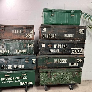 Vintage industriële kist / koffer / valies
