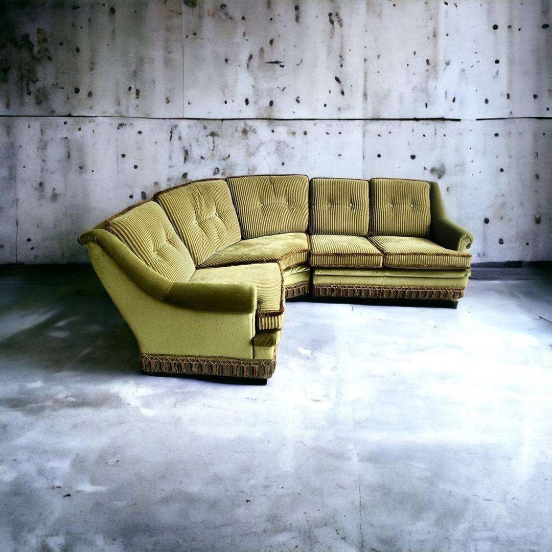Vintage Moss Green Corner Seat / Corner Sofa / Armchair Etsy
