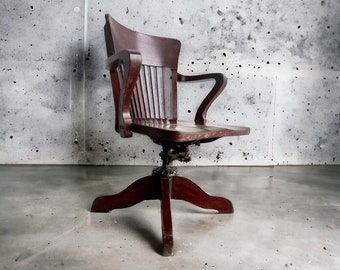 Vintage houten Amerikaanse bureaustoel / desk chair