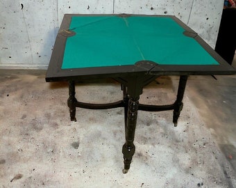 Antique card table / game table: foldable, envelope fashion