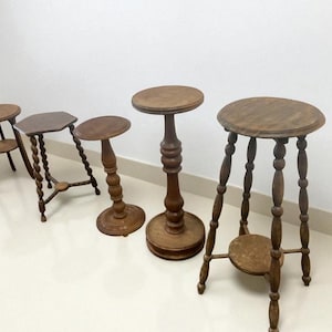 vintage wooden round side table / plant table