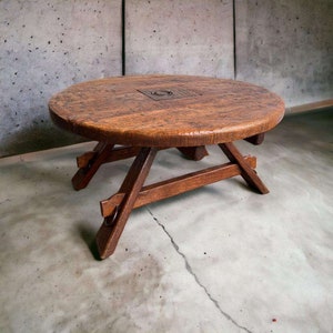 Vintage brutalist oak coffee table / coffee table