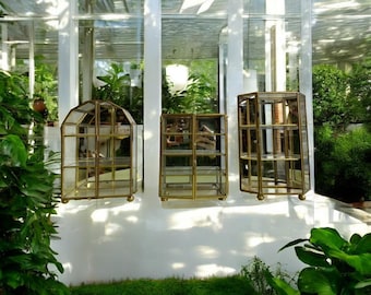 Vintage brass gold display case / etagere / mini conservatory