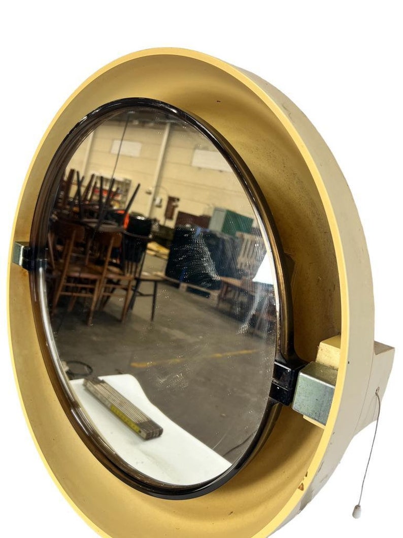 Vintage round ALLIBERT mirror with lighting image 7