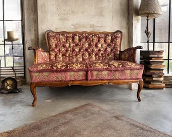 Vintage pink baroque two-seater / sofa / armchair
