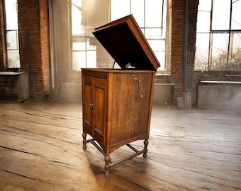 Mueble de gramófono vintage con reproductor de gramófono