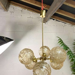 Vintage sputnik gold & glass chandelier / hanging lamp