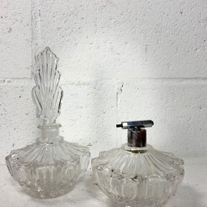 vintage glass perfume set/ toilet set