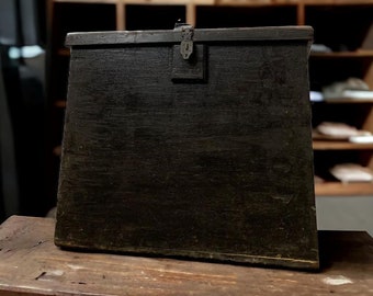 Vintage black wooden chest / side table / coffee table