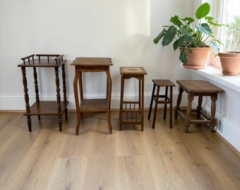 vintage wooden side table / plant table / tiered stand