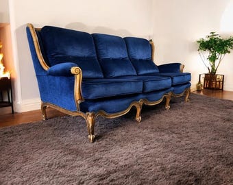 Sillón barroco azul vintage / sofá de tres plazas / sofá / sillón