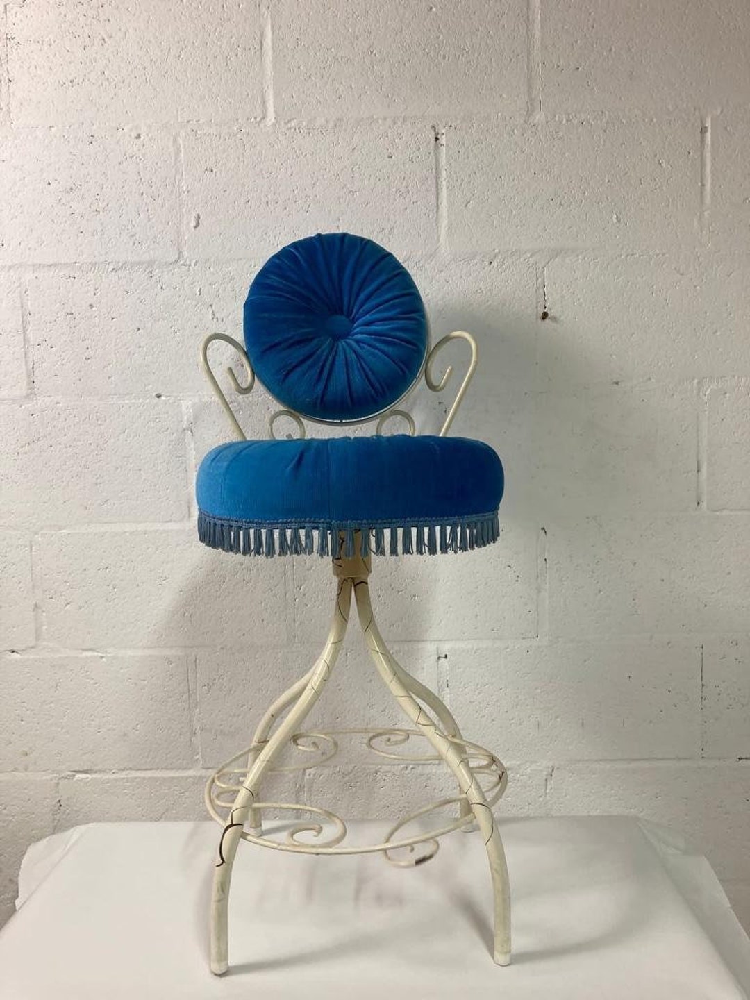Vintage Vanity Chair / Baroque Blue Chair / Stool Etsy