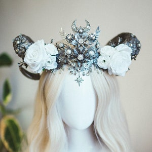 Aries Crown Zodiac Signs Celestial Headband Festival Fashion Horns Headpiece Silver Tiara Birthday Party Headband Burning Man Halloween image 1