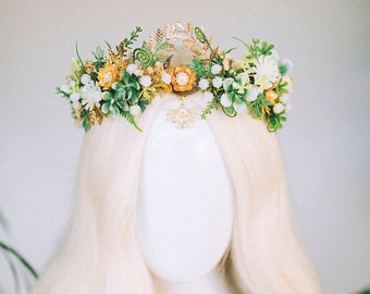 Ivory and Co Sierra Gold Floral Pearl and Crystal Bridal Tiara