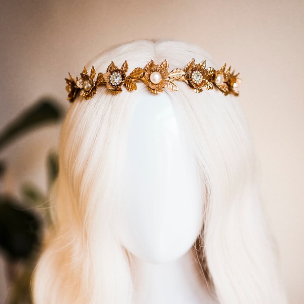 Couronne d’elfe, couronne d’enfant de lune, céleste, diadème d’or, coiffe de papillon, couronne de fée, halo, diadème de festival, couronne de mariage, mariée boho