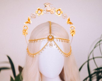 Capricorn Zodiac Sign, Birthday headband, Birthday crown, Birthday party, Capricorn crown, Gold crown, Gifts for her, Birthday gift, Boho