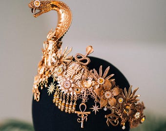 Cleopatra Cobra Crown Gold Egyptian Headpiece Goddess Costume Accessory