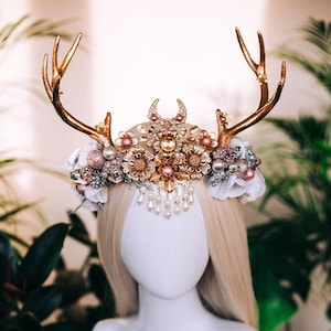 Reindeer Headband, Xmas Party, Christmas Flower Crown, Halo Headpiece, Merry Christmas, Christmas Headband, Antlers Crown, Deer Flower Crown