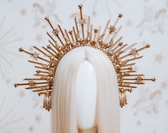 Couronne solaire, Halo enfant Lune, Halo, Couronne Halo, Casque Halo, Bandeau Halo, Phares Halo, Halo Halo, Casque, Couronne de mariage, Étoiles Boho