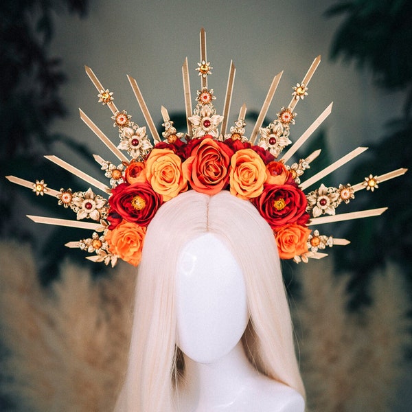 Flower crown Halo headband Celestial Jewellery Goddess crown Headpiece Tiara Crown Fairy crown Bridal headpiece Bridal crown Burning man