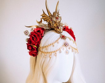 Dragon Crown, Flower Headband, Headpiece, Dracarys Crown, Tiara, Burning Man, Festival, Burning man, Halloween make-up, Halloween Costume