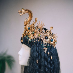 Couronne de Cléopâtre, Couronne égyptienne, Accessoires de festival, Couronne de carnaval, Coiffe de Mardi Gras, Costume de la reine Cléopâtre, Couronne égyptienne faite main
