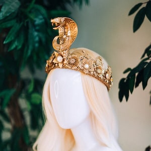 Couronne de Cléopâtre, Couronne de la reine égyptienne, Coiffe de cobra en or, Accessoires de festival, Couronne de carnaval, Coiffe de Mardi Gras, Costume d&#39;Halloween