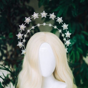 Star halo crown Moon crown Halo crown Jewellery Headpiece Crown Tiara Krone Bridal headpiece Bridal crown Weeding crown Celestial jewelry