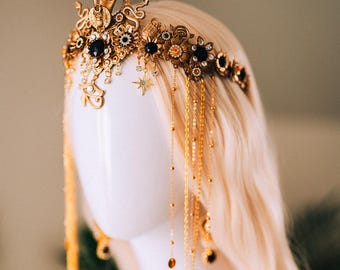 Cleopatra Snake Tiara Gold Egyptian Headpiece Goddess Costume Accessory