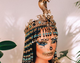 Cleopatra Egyptian Snake Queen Headpiece Gold Serpent Crown Egyptian Costume Tiara