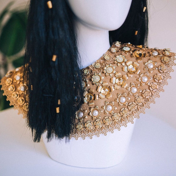 Collar Cleopatra Collar egipcio de oro Collar gargantilla de oro Joyería egipcia Princesa egipcia Disfraz de Halloween Accesorios de joyería