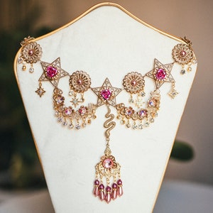 Choker in oro, collana da festival, Choker da festival, moda da festival, accessori per foto, collana, gioielli, Burning Man, stile boho, strass
