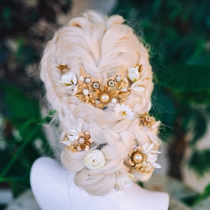 Boho Hairpins Flower Hair Comb Wedding Flowers Beige Flowers In Hair Boho Bride Dried Flower Crown Boho Chic Style Flower Hairpins