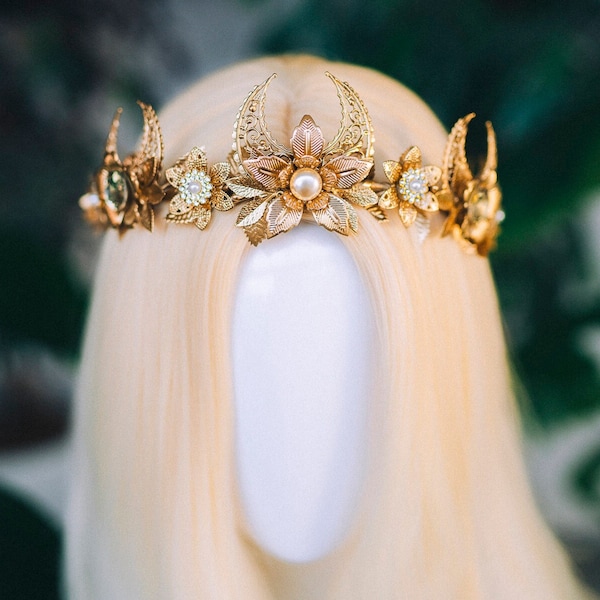 Elf Crown Elven tiara Celestial Jewellery Festival Headpiece Fairy Crown Flower Crown Wedding Tiara Bridal headpiece Flower hair wreath Boho