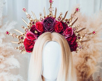 CARBICKOVA Crowns Flower Halo Crown Celestial Headpiece