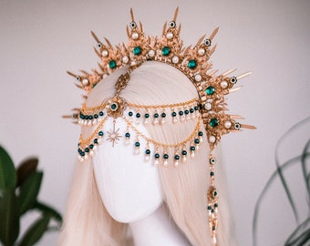 Pisces Zodiac signs, Zodiac sign jewellery, Pisces crown, Pisces girl, Birthday headband, Gold halo crown, Birthday crown, Gold headpiece